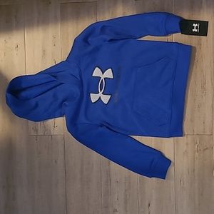 Under Armour Boy's hoodie fleece pullover, logo & printed design Royal mesh logo